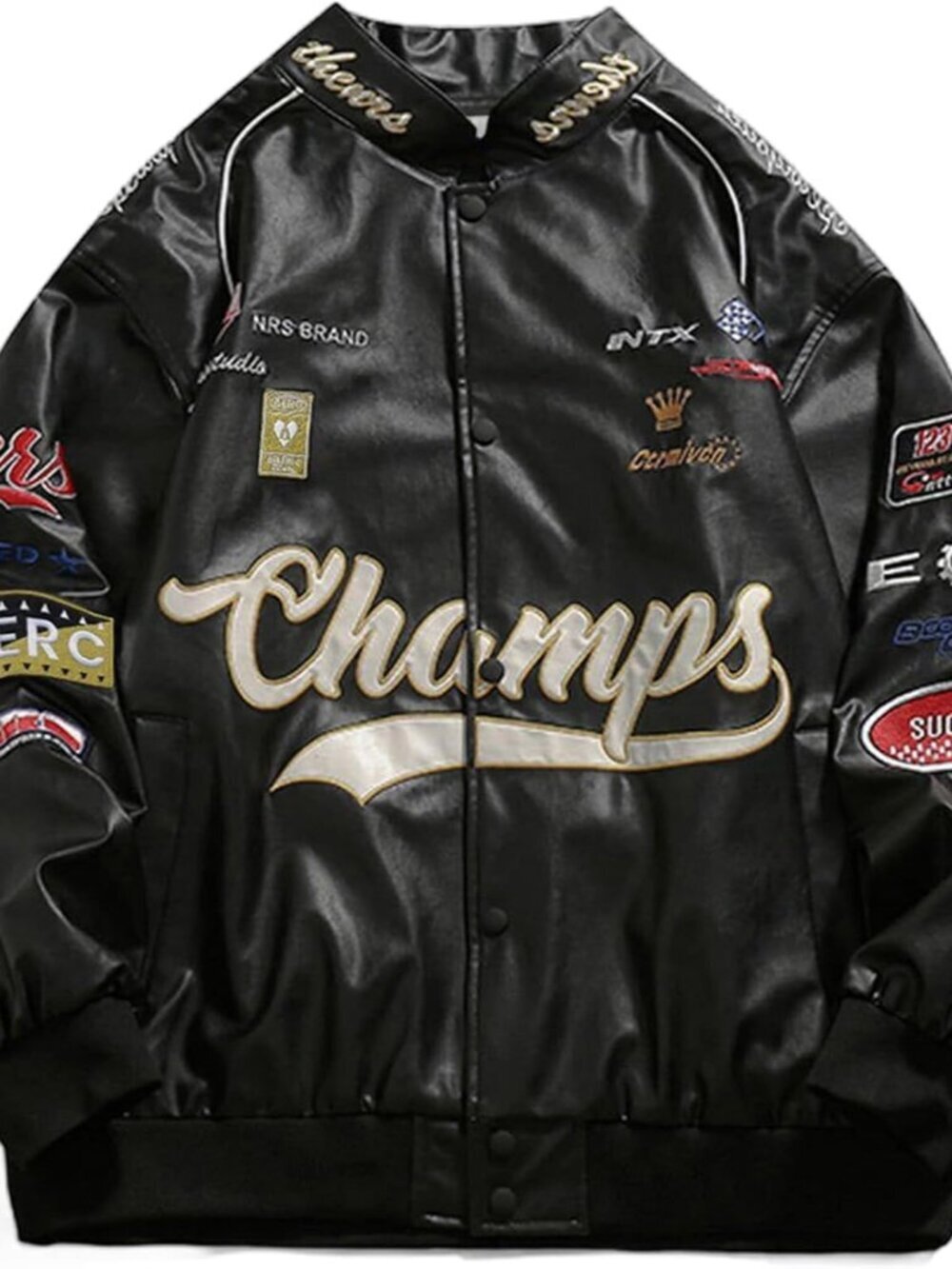 Faux Leather Racing Jacket Oversized Motorcycle Biker Racer Jackets Streetwear U
